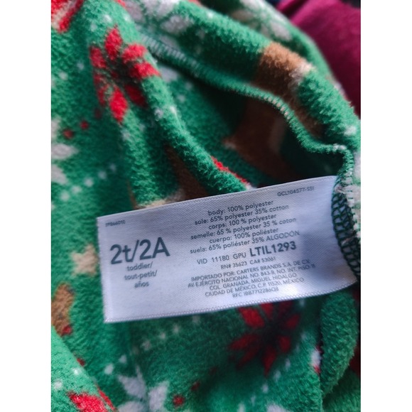 ✅4/25$✅‎ Carter's 2T toddler one piece fleece pyjama Christmas holiday warm B2 - Picture 5 of 6